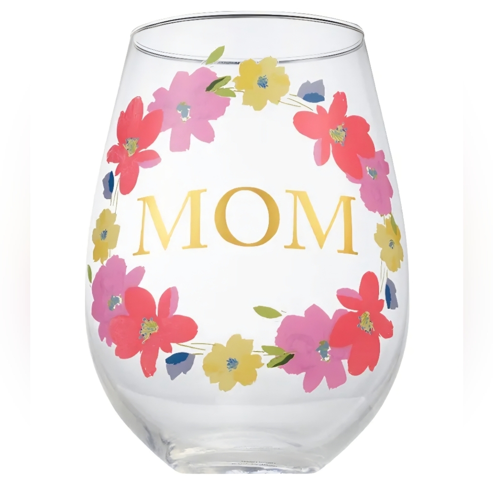 MOM Springtime Extra Large Wine Glass Gift Floral New - Picture 2 of 3